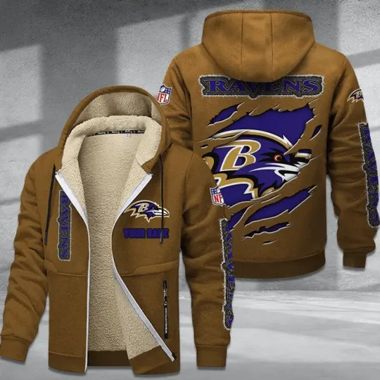 Personalized Baltimore Ravens Hoodie Zip Velvet Coat