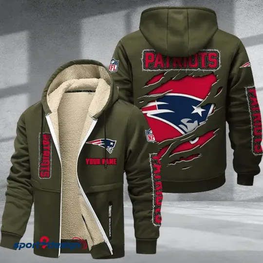Personalized New England Patriots Hoodie Zip Velvet Coat