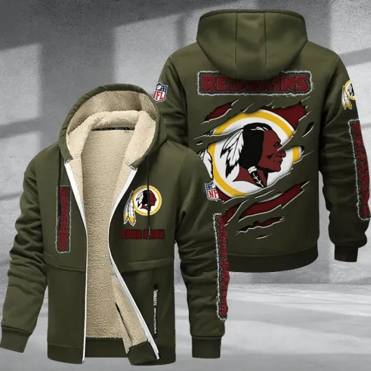 Personalized Washington Redski Hoodie Zip Velvet Coat