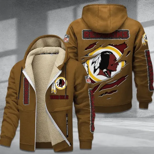 Personalized Washington Redski Hoodie Zip Velvet Coat