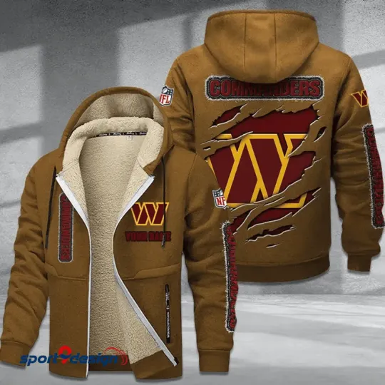 Personalized Washington Commanders Hoodie Zip Velvet Coat