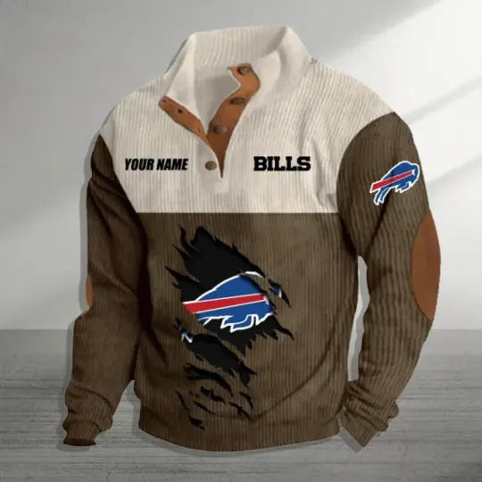 Personalized Buffalo Bills Sports Corduroy Stand Collar Sweatshirts