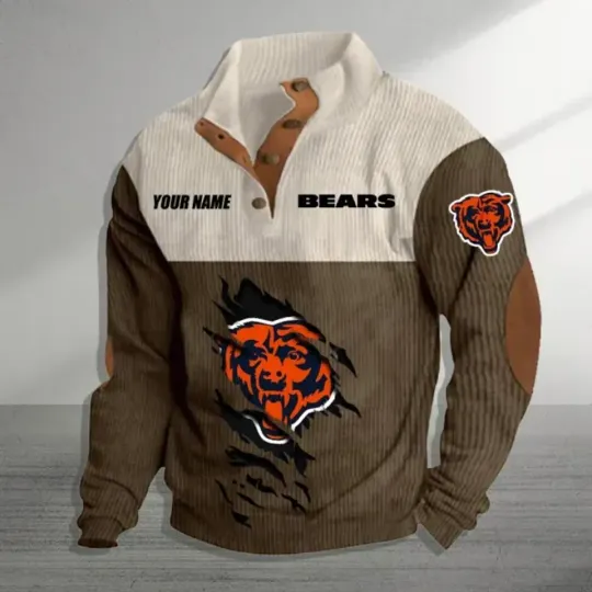 Discover Personalized Chicago Bears Sports Corduroy Stand Collar Sweatshirts
