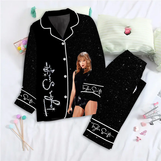 Discover Swift Button Down Pajamas Set – Trendy Pop Music Sleepwear
