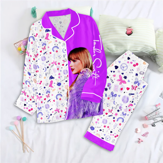 Discover Swift Inspired Button Down Pajamas – Cozy Fan Lounge Set