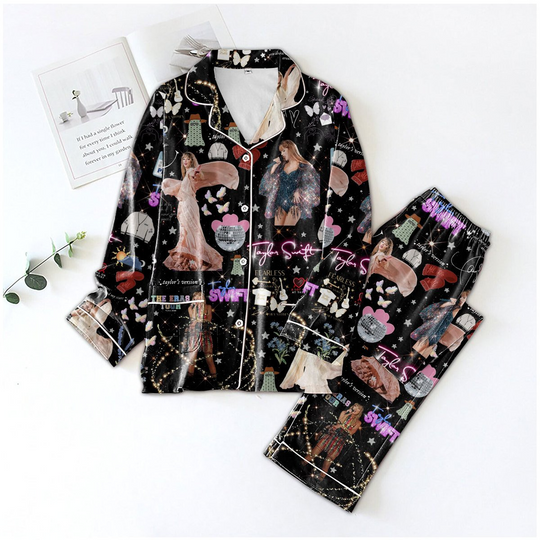 Discover Swift Inspired Button Down Pajamas – Cozy Fan Lounge Set