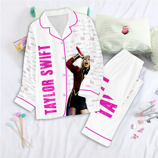 Swift Inspired Pajama Set – Button Front Cozy Loungewear