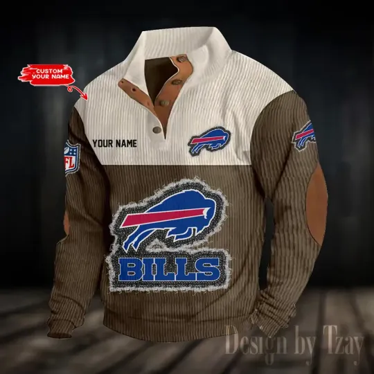 Personalized Buffalo Bills Corduroy Stand Collar Sweatshirt, Gift For Men
