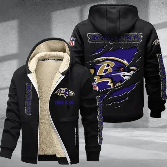 Baltimore Ravens Fan Sherpa-Lined Zip Hoodie