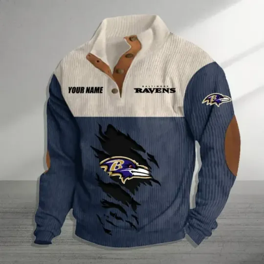 Personalized Baltimore Ravens Sports Corduroy Stand Collar Sweatshirts