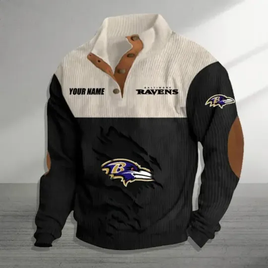 Personalized Baltimore Ravens Sports Corduroy Stand Collar Sweatshirts