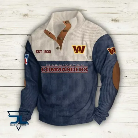 Washington Commanders Sports EST 1932 Corduroy Stand Collar Sweatshirts