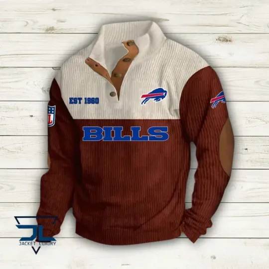 Buffalo Bills Sports Corduroy Stand Collar Sweatshirts