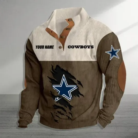 Personalized Dallas Cowboys Corduroy Stand Collar Sweatshirts