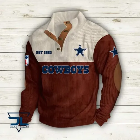 Dallas Cowboys Sports EST 1960 Corduroy Stand Collar Sweatshirts