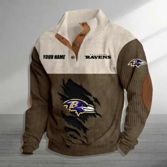 Personalized Baltimore Ravens Sports Corduroy Stand Collar Sweatshirts