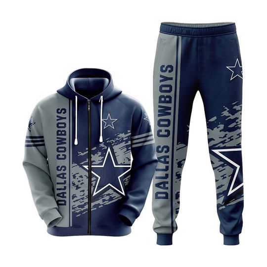 Cowboys Mens Cowboys Zip Hoodie Jogger Set
