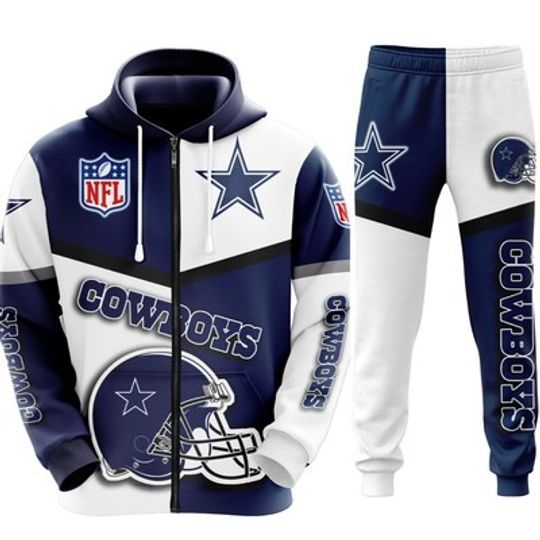 Cowboys Sweatpants Dallas Zip Hoodie Jogger Set