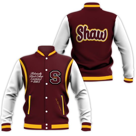 Shaw University Maroon and White Letterman Varsity Jacket