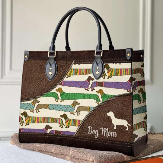 Discover Dachshund Dog Leather Handbag, Dog Lovers Gift, Animal Handbag