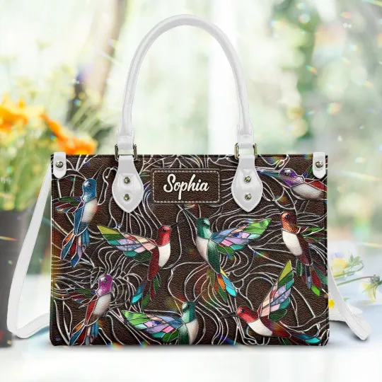Discover Personalized Hummingbird Leather Handbag, Bird Lover Gift, Animal Lovers Handbag
