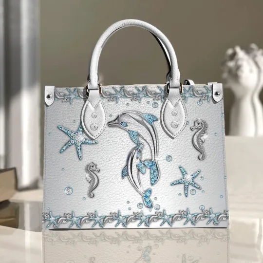 Discover Dolphin Leather Handbag, Fish Lovers Gift, Animal Lover's Bag