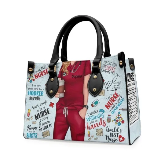 Discover Living That Nurse Life Leather Handbag, Peace Love Nurse Bag
