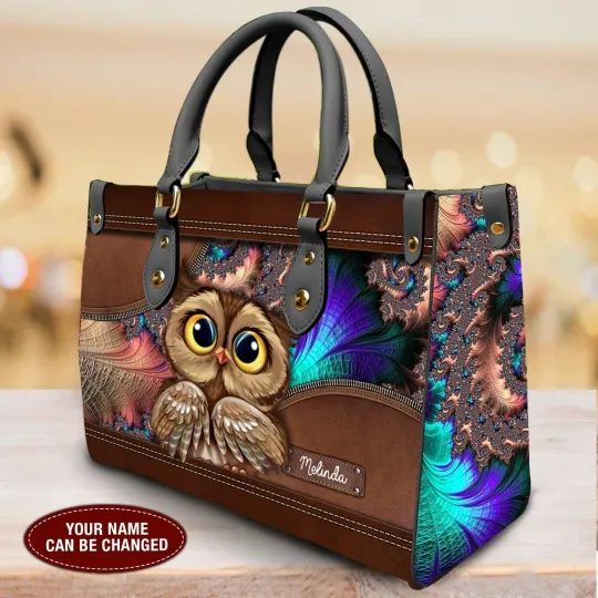 Discover Personalized Owl Leather Handbag, Owl Lovers Gift, Animal Lover's Handbag