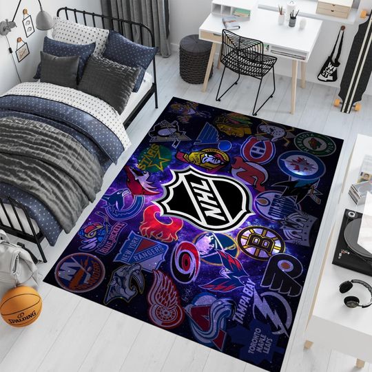 Discover N.H.L Hockey Team Logos Rug - Colorful Sports Area Rug