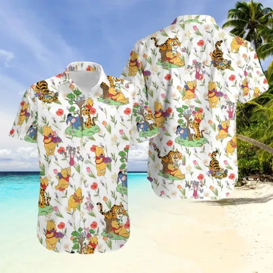 Discover Winnie The Pooh Floral Summer Vacation Hawaiian Shirt 2025