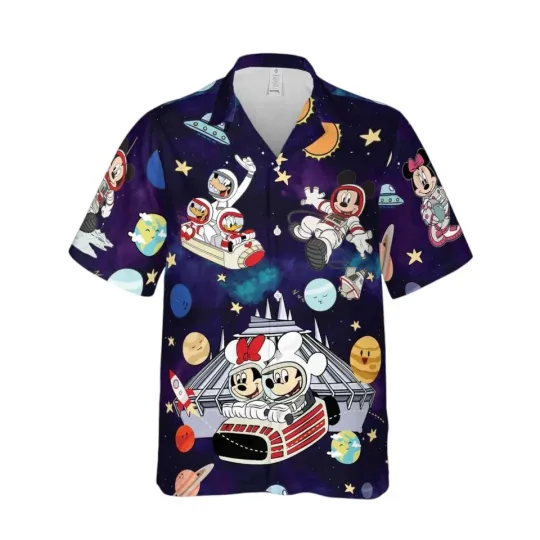 Mickey Minnie Friends Space Mountain Hawaiian Shirt Disneyland