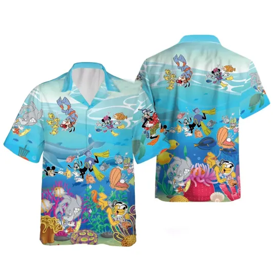 Discover Mickey & Friends Diving Tropical Beach Cruise Aloha Summer 3D HAWAIIAN SHIRT
