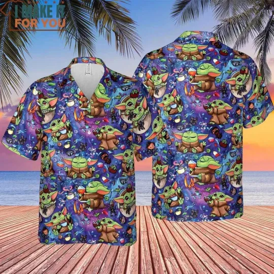 Discover Baby Yoda Star Wars Hawaiian Shirt Casual Button Down Unisex Adults Outfit S-5XL