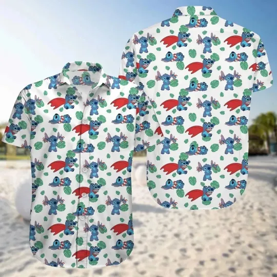 Discover Stitch Hawaiian Button Down Shirt Unisex Adults S-5xl 3D