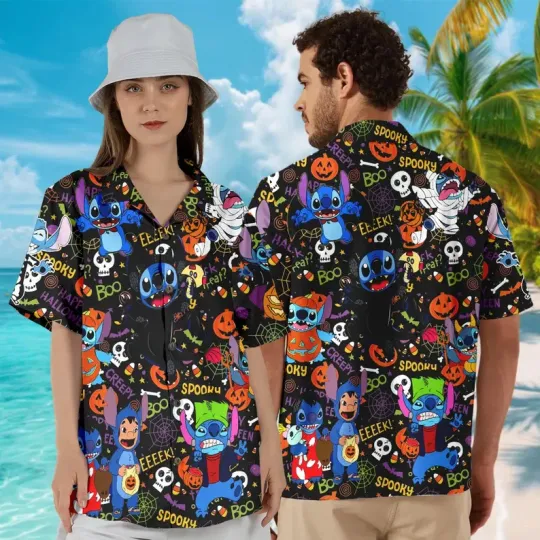 Discover Stitch Halloween Hawaii Shirt, Stitch Trick Or Treat Stitch Hawaiian Shirt