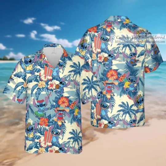 Discover Stitch Aloha Hawaiian Button Down Shirt Unisex Adults S-5xl 3D 2025 #1