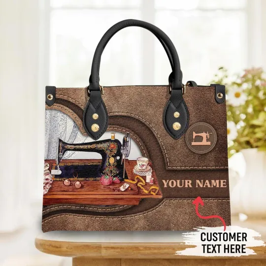 Discover Personalized Sewing Leather Handbag, Sewing Lovers Gift, Quilter Sewer Decor