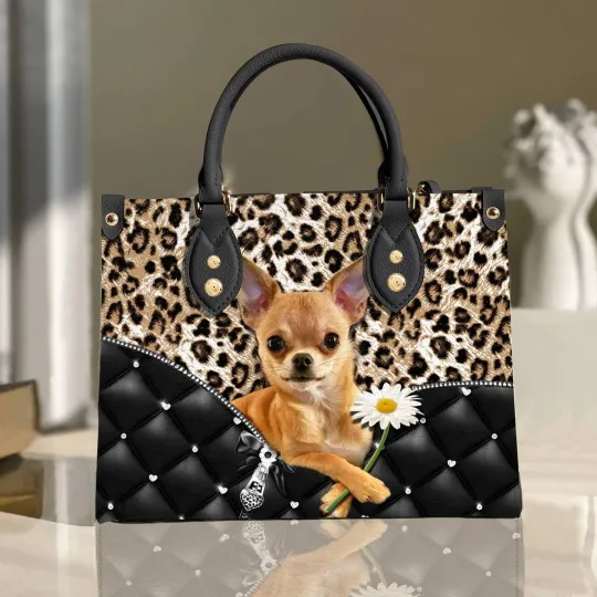 Discover Personalized Chihuahua Dog Leather Handbag, Dog Handbag, Animal Lovers Gift