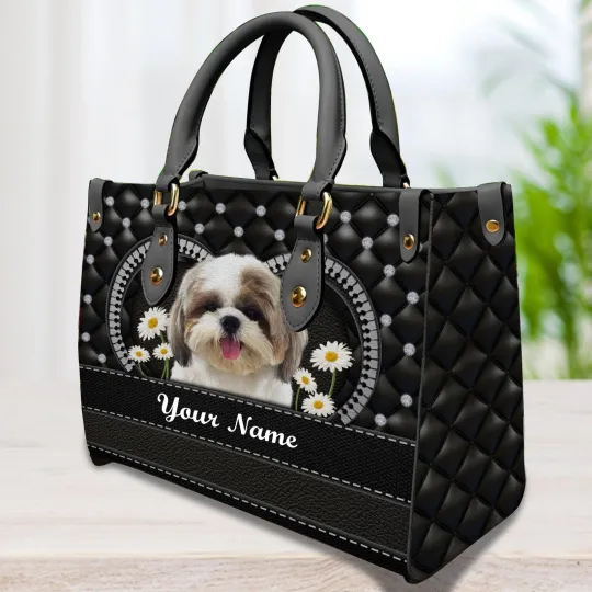 Discover Personalized Shih Tzu Dog Leather Handbag, Dog Lovers Gift, Animal Handbag
