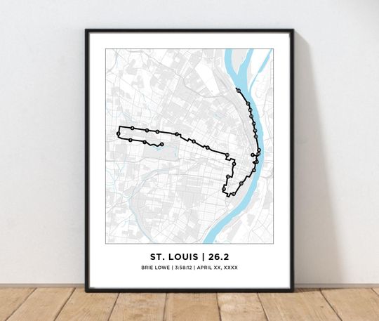 Discover St. Louis 26.2 Course Marathoner Map | Personalized St. Louis Route Map | Gift for Runners