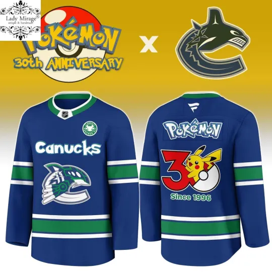 Discover Vancouver Canucks x Poke.mon 30th Anniversary Hockey Shirt Fan Gear