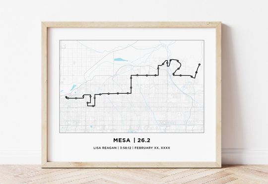Discover Mesa 26.2 Course Marathoner Map | Personalized Mesa Arizonna Map | 26.2 Map