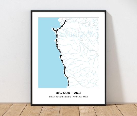 Discover Big Sur 26.2 Marathoner Print | Personalized Big Sur Course Map | Gift for Runners | 26.2 Map