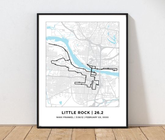 Discover Little Rock Arkansas 26.2 Marathoner Course Map | Personalized Little Rock Map | Gift for Runners