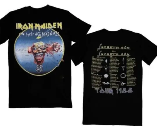 Discover Iron Maiden 1988 Can I Play With Madness Tour Double Sided T-Shirt