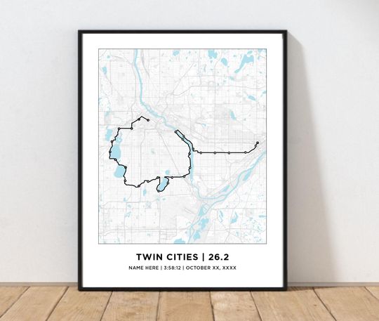 Discover Twin Cities 26.2 Course Map | Personalized Twin Cities Map | Gift for Runners | 26.2 Map | Marathon Map
