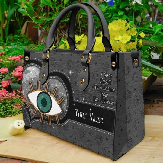 Discover Personalized Witch I Open Myself To Guidance From The Universe Leather Handbag