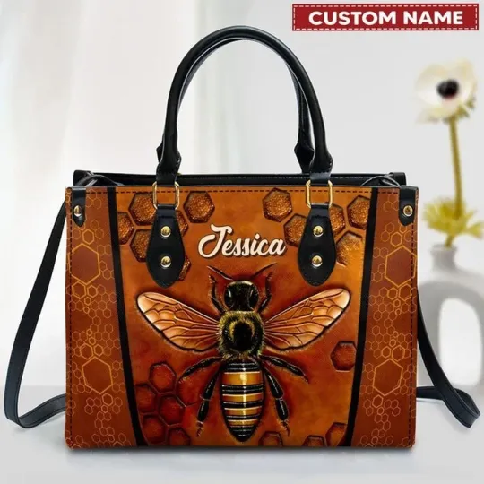 Discover Personalized Comb Bee Leather Handbag, Bee  Lovers Gift, Animal Lover's Handbag