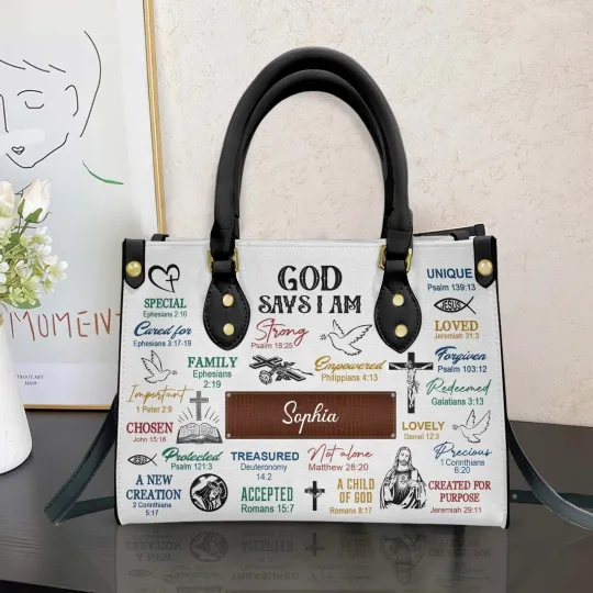 Discover Personalized Christian God Says You Are Leather Handbag, Christian Gifts