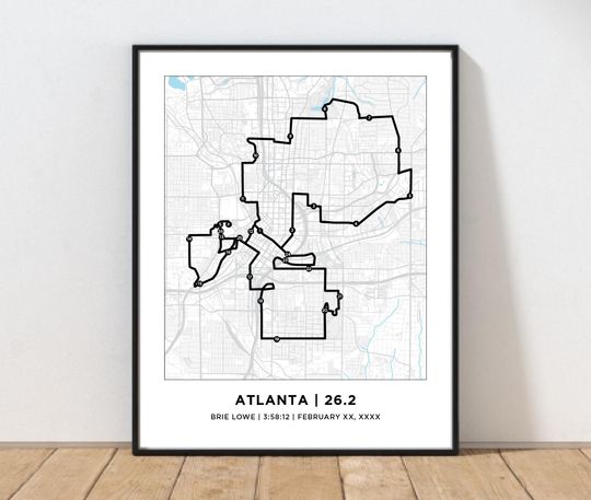 Discover Atlanta 26.2 Course Marathoner Map | Personalized Atlanta Map | Running Map